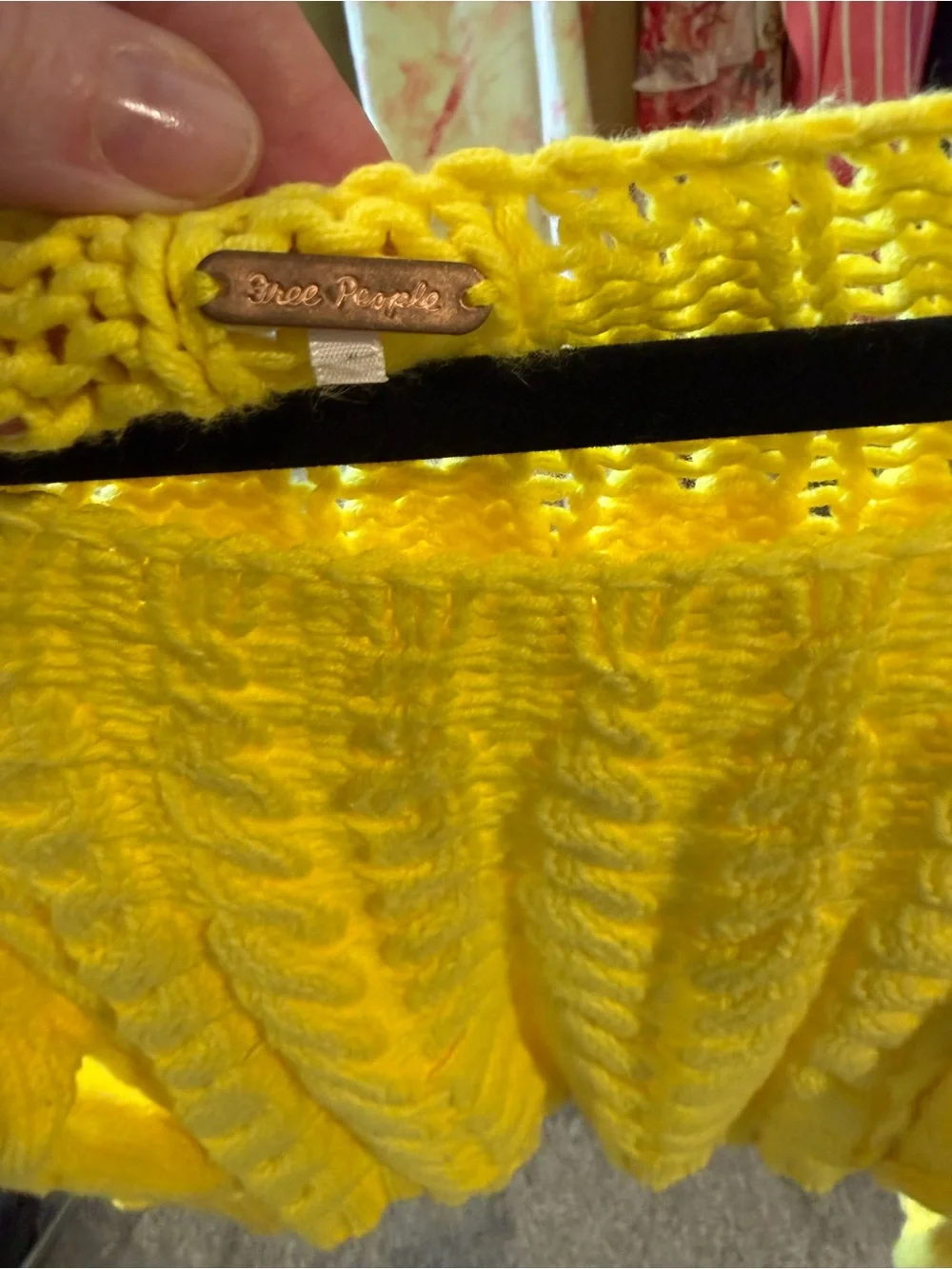 Free People Bright Yellow Cable Knit Scoop-Neck Sweater
